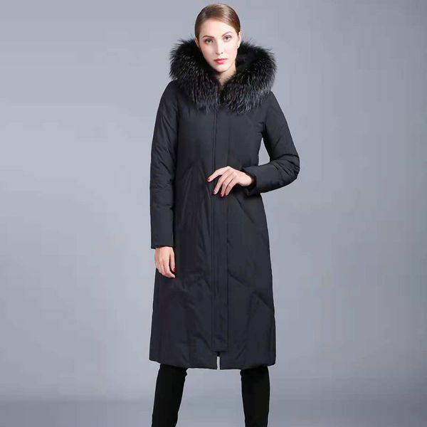 

women's down & parkas european and american brand fashion high-end coat thickened long style 18 jacket 90186, Black