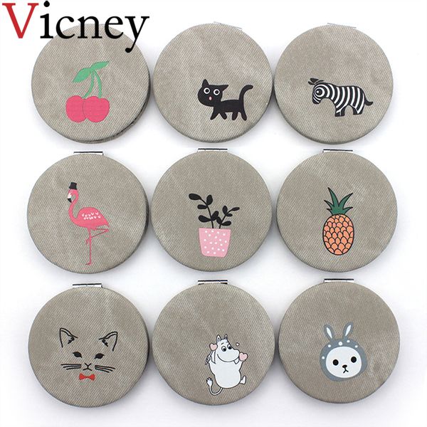 

vicney 2019 new women makeup mirror portable double sides compact mirrors magnifier elegant fashion hand mirror pocket