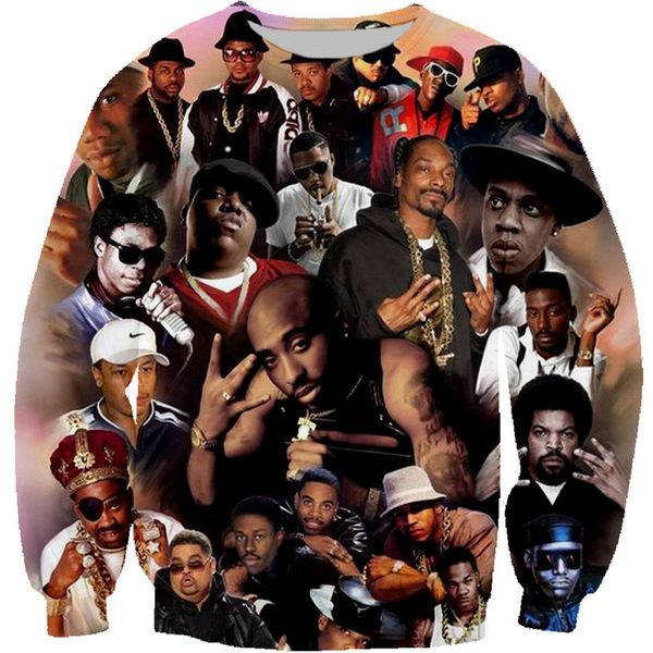 

yelite 2019 new biggie 2pac tupac 3d print sweatshirts rapper singer collage print hoodies cool casual pullovers sportswear, Black