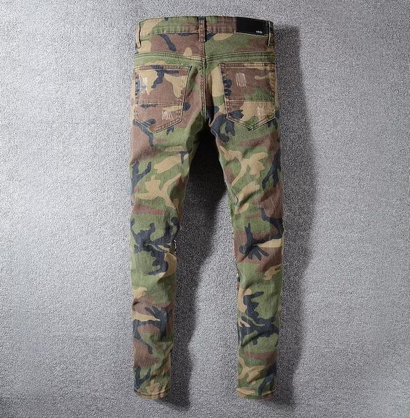 

classic designer trousers luxury designer jeans amiri mens jeans high-end fashion casual pants camouflage sergeant trousers ripped jeans, Blue