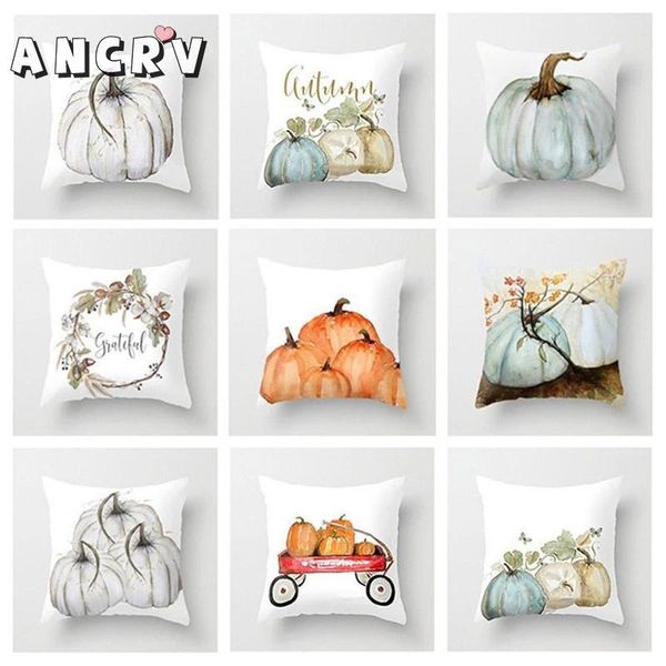 

cute pumpkin watercolor throw pillow cover for autumn harvest thanksgiving home decorative car sofa halloween cover pillow case
