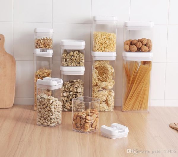 

kitchen transparent plastic storage tank snacks dry goods sealed cans grains cereal spiral powder storage tank
