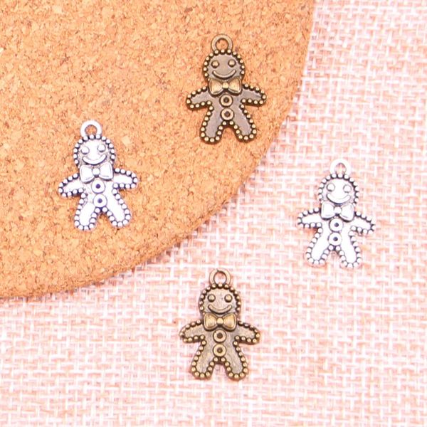 

30pcs christmas gingerbread man cookies charms pendants for jewelry making vintage antique silver plated diy handmade 18*12mm, Bronze;silver