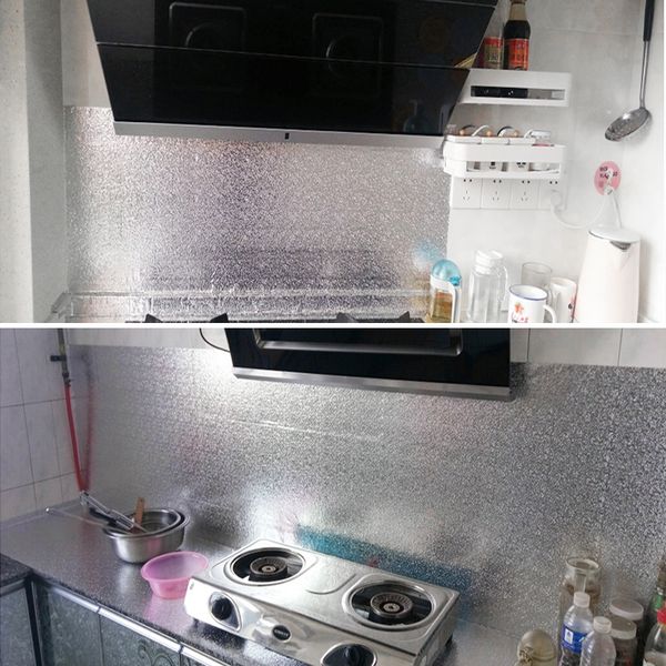 

self-adhesive wallpaper waterproof moisture proof mildew proof aluminum foil kitchen oil-proof stickers tile wall paper sticker