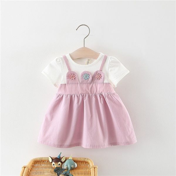 

cute toddlers girls dresses baby girls lovely short-sleeve flower summer dress kids soft cotton clothes, Red;yellow