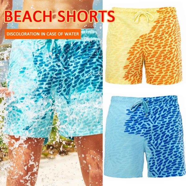 

new beach shorts men magical color change swimming short trunks summer swimsuit swimwear shorts quick dry bathing beach pants