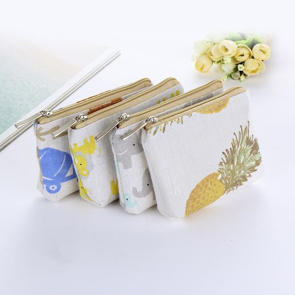 

cartoon cute kids women's purse coin money pouch sweet small wallet pineapple elephant mini zipper pocket pouch coin purse, Red;black