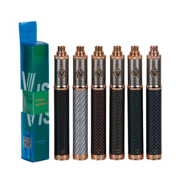 

Углерод Spinner 3 Батарея 1650mAh Variable Voltage Нижняя Spinner Vape Pen Батарея Ego Thread Зрение Twist испаритель