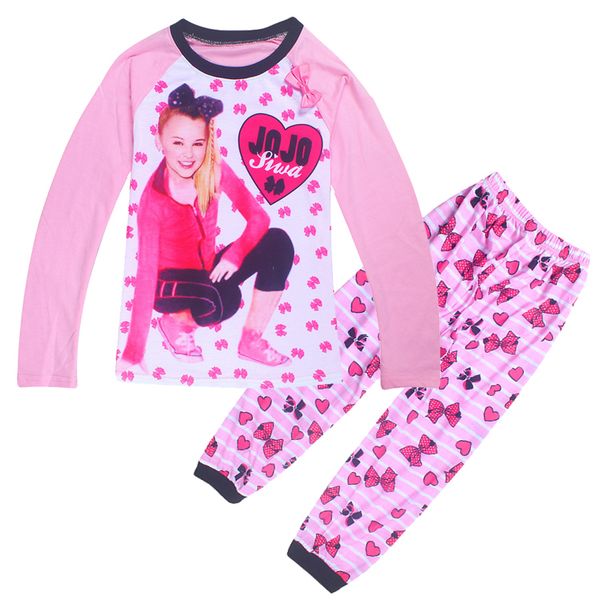 

jojo siwa clothes spring and autumn 4-12t kids girls jojo siwa printed pajamas sets kids designer clothes girls ss320, Blue;red