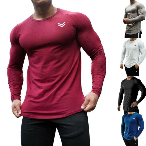 

men slim fit long sleeve muscle tee gym workout shirt bodybuilding blouse 2019, White;black