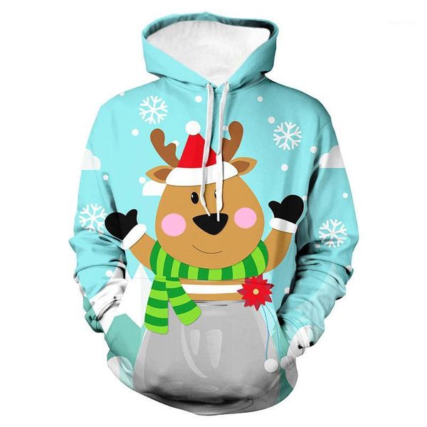 

sweatshirts casual designer male apparel christmas winter men hoodies 3d deer printed long sleeve festival hooded men, Black