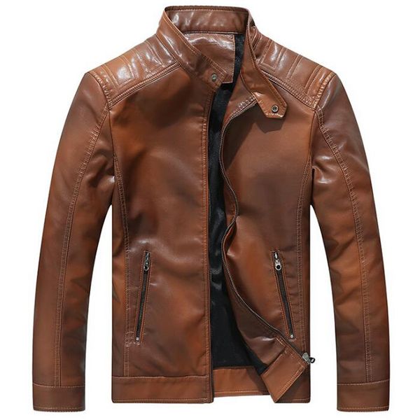 

new leather jackets men casual fleece autumn winter faux leather coat mens biker motorcycle jackets jaqueta de couro masculina, Black