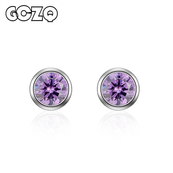 

gczq round cubic zircon earrings for women ladies girls cz crystals stud earrings gold color jewelry, Golden;silver