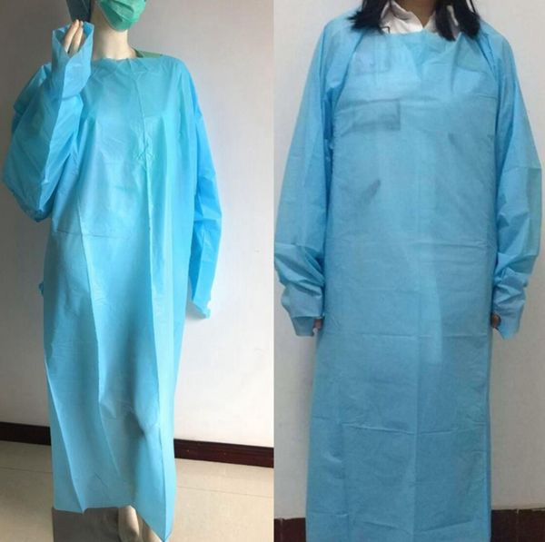 

CPE Protective Clothing Disposable Isolation Gowns Coveralls Clothing Suits Elastic Cuffs Anti Dust Outdoor Clothing 120pcs OOA7775