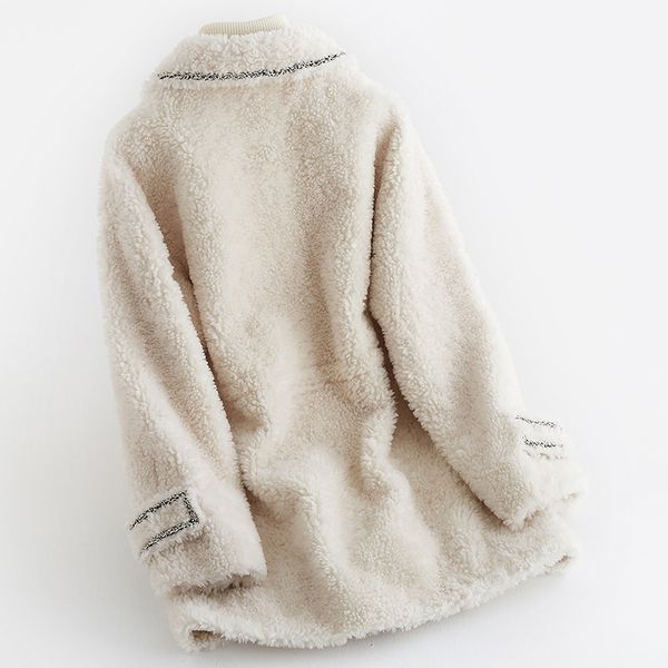 

2020 new women's real fur coat winter sheep shearing 100% wool fur jacket korean real coats female b19f36243 kj3742, Black