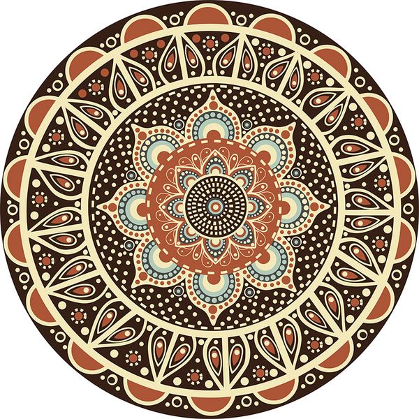 

persian mandala pattern round carpet non-slip ethnic style bath mat soft fluffy velvet area rug for living room decor