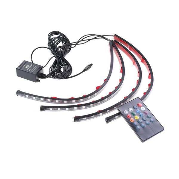 

1pc 72 leds rgb wireless smd usb port remote control car interior led atmosphere strip lights lamps for automotive car