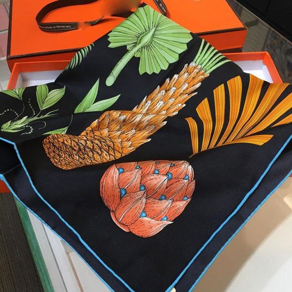 

palm family silk scarf designer scarf casquette bucket hats baseball cap scarf snapbacks cap women luxury designer scarfs silk, Black