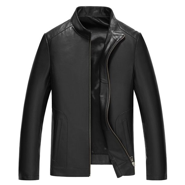 

spring new fashion new style men's genuine leather coat autumn male slim fit sheepskin jacket leather jacket men, Black