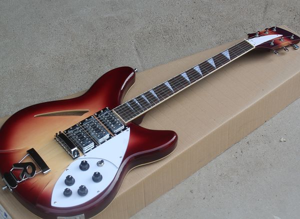 guitarra personalizada de fábrica semi-oca com 24 trastes, Rosewood fretboard com incrustações de pérolas, pode ser personaliza