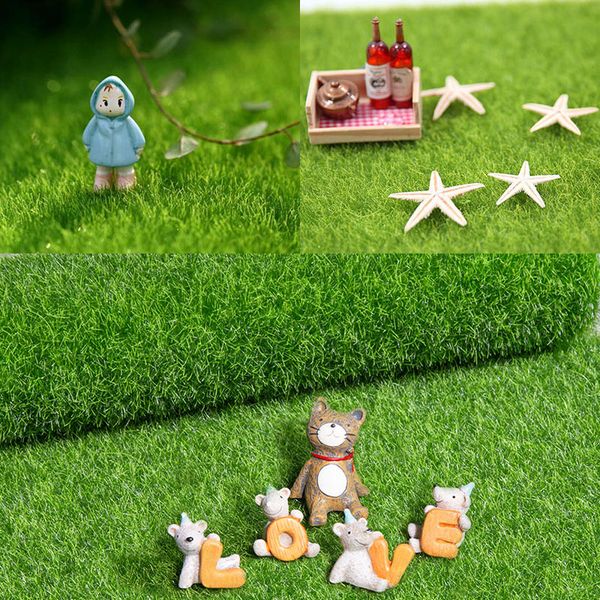 

15*15cm/30*30cm artificial grass carpet real touch artificial plants lawn moss micro landscape for home floor wedding decoration