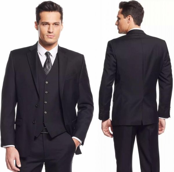 

black tuxedos for grooms solid suits blazer custom made three pieces tuxedos for wedding groomsmen suit (jacket+pants+vest, Black;gray