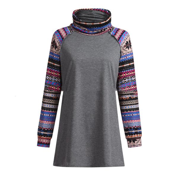 

womens leisure cowl neck patten printed stitching loose long-sleeve sweater, White;black