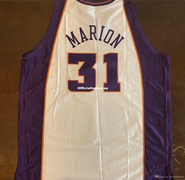 

rare vintage champion phx shawn marion #31 white vest jersey men xs-5xl.6xl shirt stitched basketball jerseys retro ncaa, Black;blue
