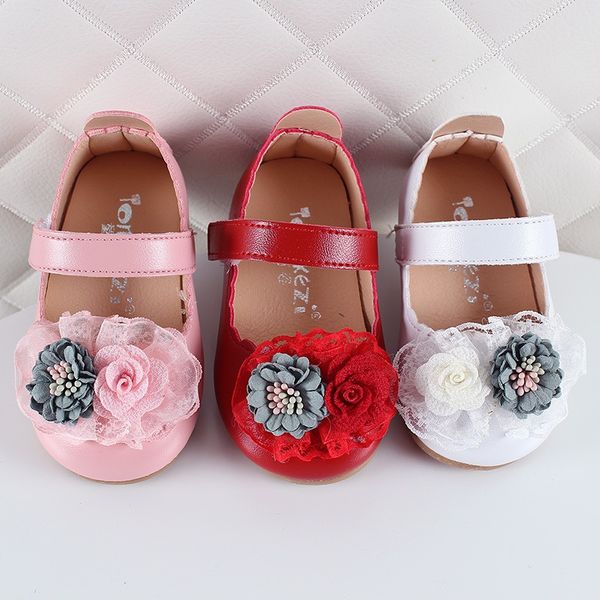 

baby girl breathable floral lace design anti-slip shoes casual sneakers toddler soft soled first walkers new, Black;grey