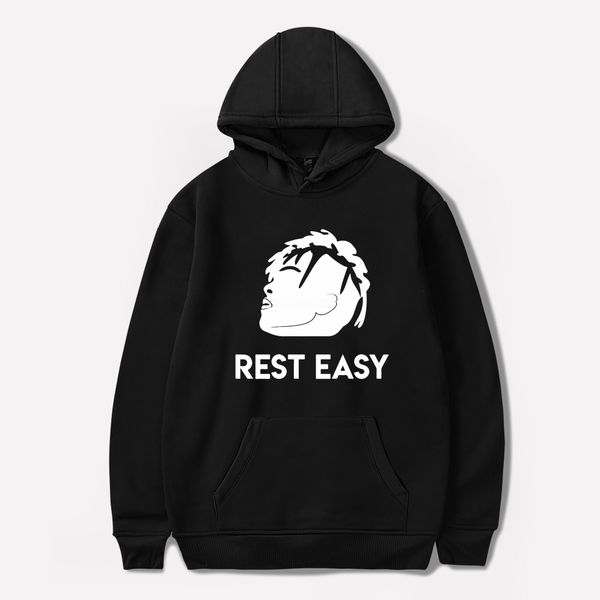 

rest easy rapper fleece hoodies men women spring autumn xxxtentacion souvenir anniversary pullovers, Black
