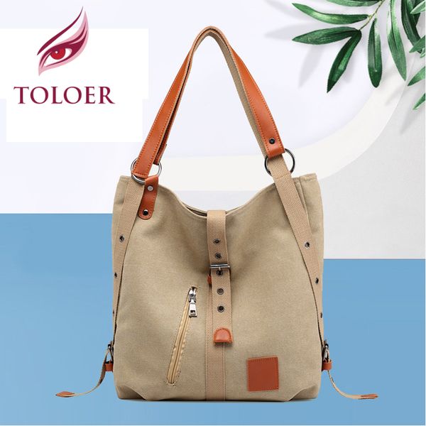 

toloer холст женщины сумки на ремне высокое качество многофункциональный женский рюкзак для студентов школьные дорожные сумки большой емкост