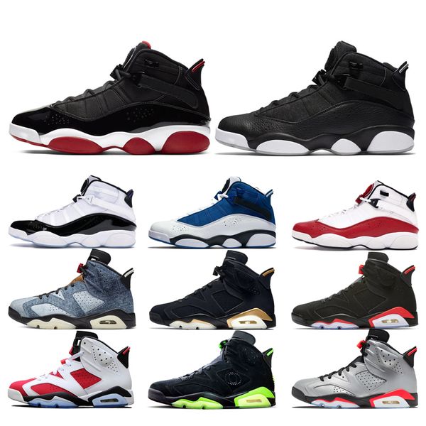 

rings 6 bred concord 6s washed denim men basketball shoes black infrared bred dmp psg 3m reflective mens sports sneakers size 7-13