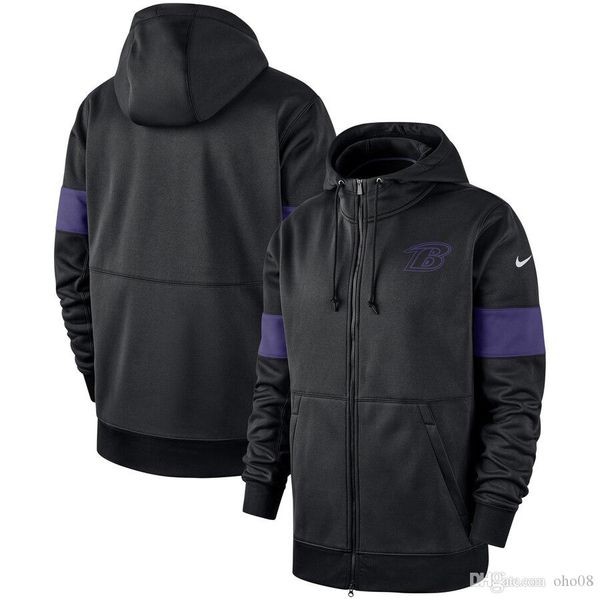 

new mens baltimore ravens authentic sweatshirt vintage sideline performance full-zip hoodie, Blue;black