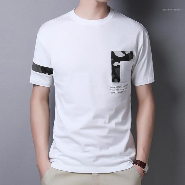 

designer tshirts summer short sleeve fashion tees pockrt print slim male clothing mens 2020 luxury, White;black