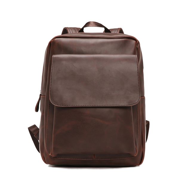 

pu leather shoulder bags men backpacks soft travel teenager vintage bagpack fashion school mochila waterproof
