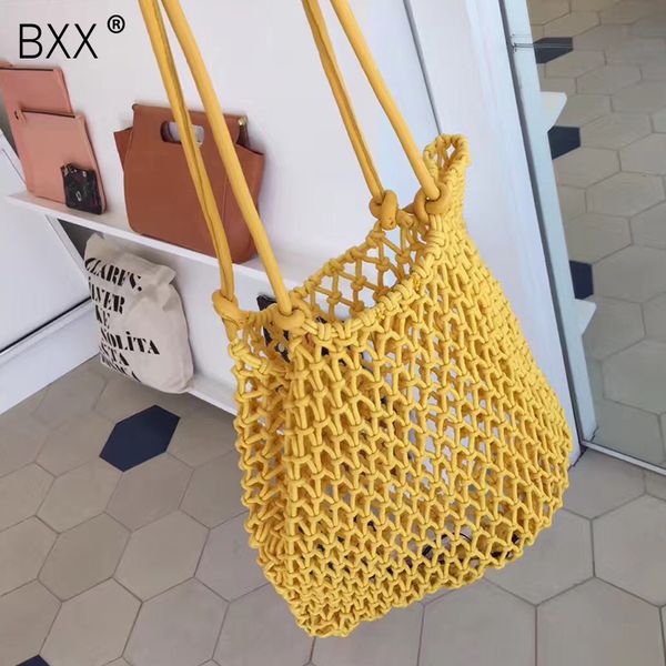 

bxx] 2020 new summer fashion knitting mesh package solid color single shoulder portable shopping bag women's handbag da193