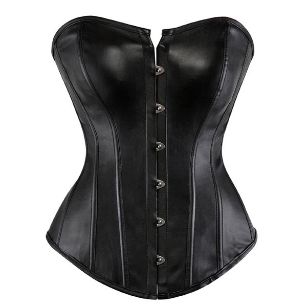 

sapubonva leather corselet corsets and bustiers shaper pu synthetic black corset overbust women clothing lingerie plus size, Black;white