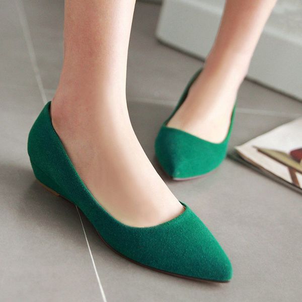 

spring low heels ladies wedges shoes pointed toe women shoes 2020 comfort casual office pumps green plus size 9  41 43, Black