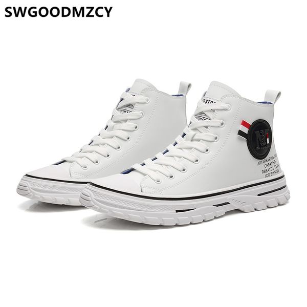 

mens casual shoes genuine leather shoes men fashion hip hop white leather sneakers men buty, Black