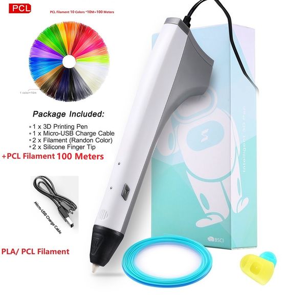 

magical 3d original diy printing plastic drawing pen with usb filament creative birthday present child kids pla pcl gift, Black;red