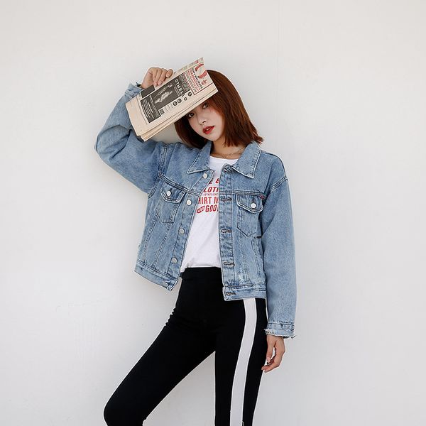 

denim jacket women's 2019 autumn new style online celebrity solid color jeans coat europe and america burst goods denim 1011, Black;brown