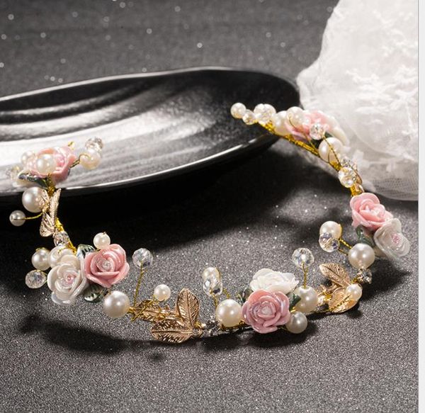 

new pearl soft chain headwear korean water drill headwear wedding garment accessories, Slivery;golden