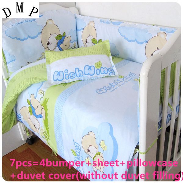 

promotion 6/7pcs baby bedding set animal crib bedding set 100% cotton baby bedclothes , 120*60/120*70cm