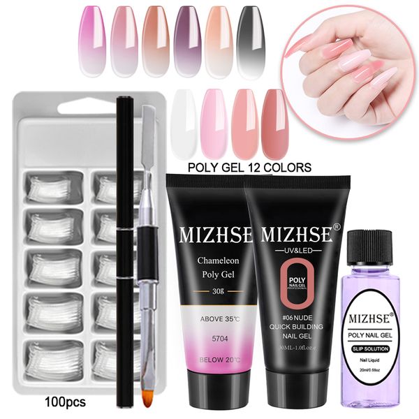 

mizhse gel polish set acrylic kits pink white clear crystal uv led builder jelly poly acrylic slip solutions