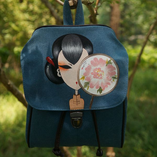 

hand-painted canvas shoulder bag female korean version of the mini bag 2020 new wild student backpack tide