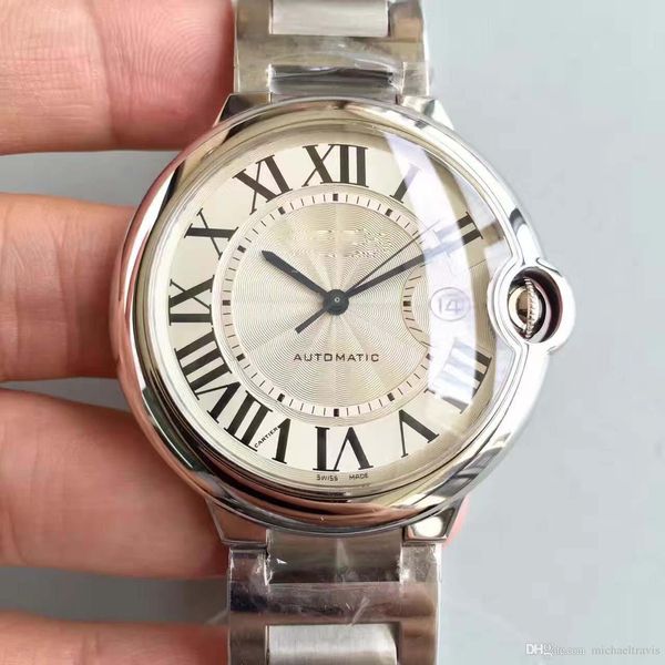 

2019 men's watch car ballon w69012z4 series white 42mm 36mm 33mm calendar dial automatic mechanical stainless steel buckle women watch, Slivery;brown