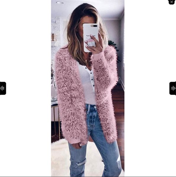 

женская дизайнерская шуба из искусственного меха donna solid color теплая плюшевая шуба женская мода осень и зима топы, Black