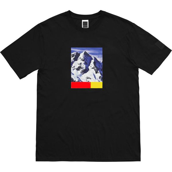 

17fw thenf x box logo mountain tee hip hop comics printed skateboard cool t-shirt men women cotton casual cartoon t-shirt, White;black