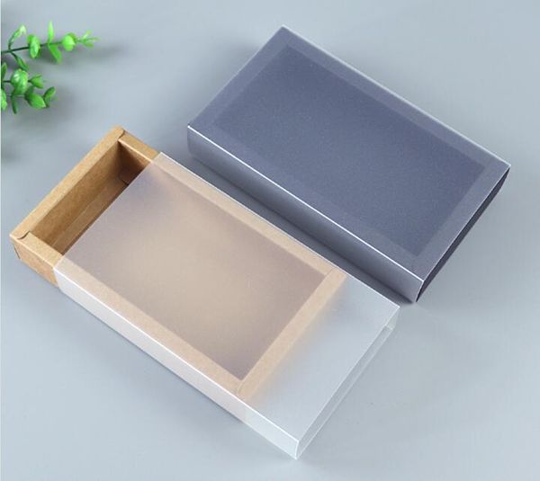 

10pcs small paper gift box kraft paper packing box with frosted lid retail boutique storage cardboard wrapping carton