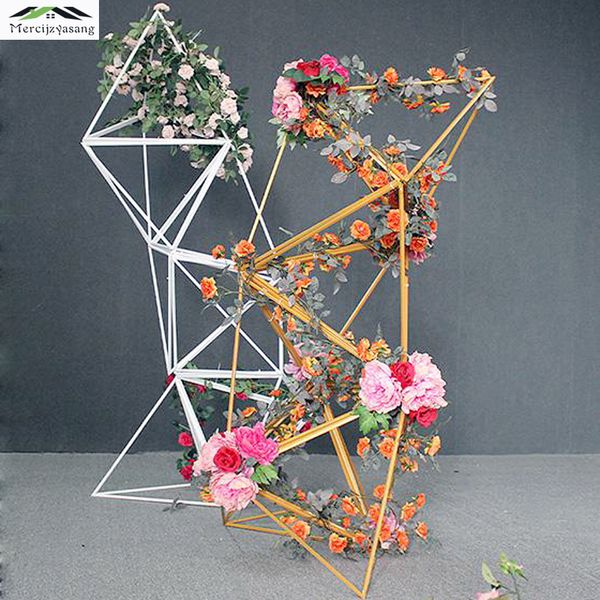

6pcs/lot flower vases floor metal vase plant dried floral holder flower pot road lead for home/wedding corridor decoration g108